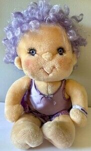VTG. Kenner 1985 HUGGA BUNCH 17" HUGGINS Doll Curly Purple Hair & Eyes Plush